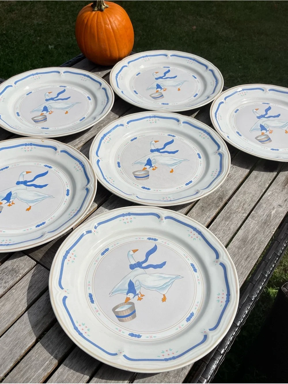 Set of 6 Newcor Geese Dinner Plates